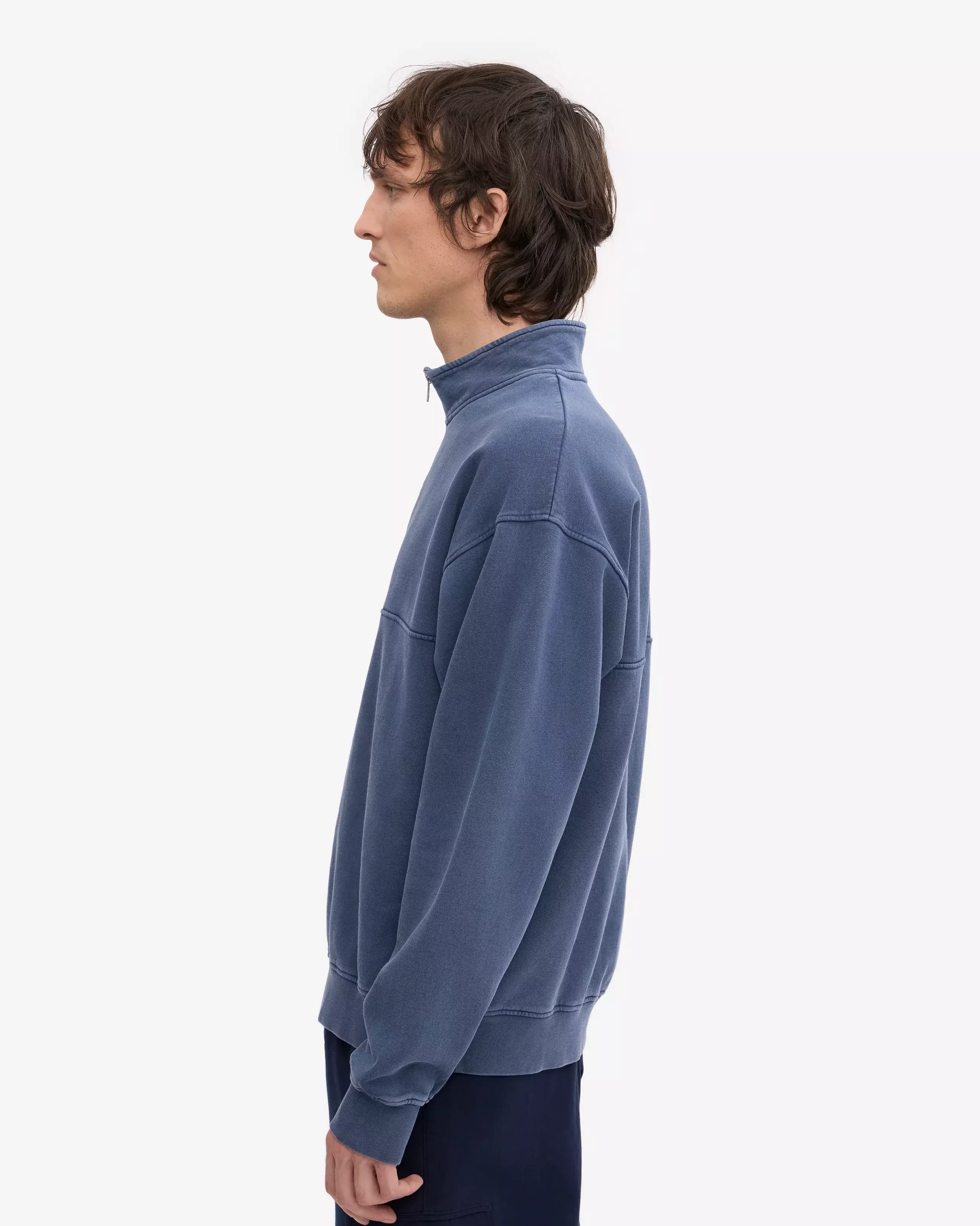 Colorful Standard Neptun Blue Organic Quarter Zip Pullover Herren blau